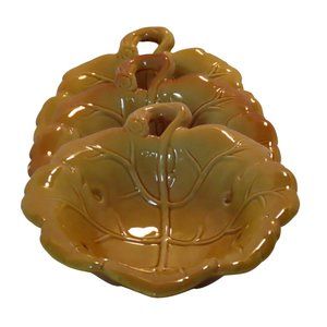 Vintage Gold and Cream Coloured Leaf Pattern Candy Dishes (Set of 3)